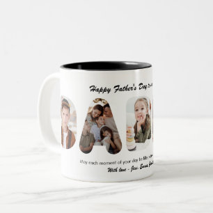 Caneca De Café Em Dois Tons Colagem de Fotos Personalizadas do Papai no Dia do