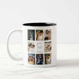 Caneca De Café Em Dois Tons Colagem de Fotos Personalizadas Família Imagem