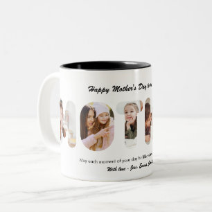 Caneca De Café Em Dois Tons Colagem de Fotos Personalizadas para o Dia das Mãe