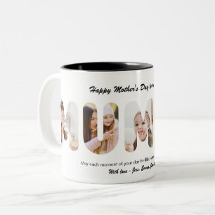 Caneca De Café Em Dois Tons Colagem de Fotos Personalizadas para o Dia das Mãe