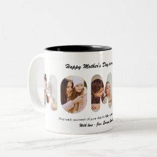 Caneca De Café Em Dois Tons Colagem de Fotos Personalizadas para o Dia das Mãe