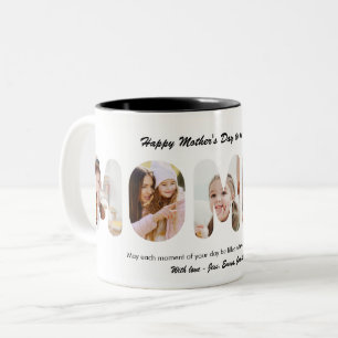 Caneca De Café Em Dois Tons Colagem de Fotos Personalizadas para o Dia das Mãe