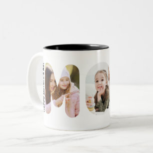 Caneca De Café Em Dois Tons Colagem de Fotos Personalizadas para o Dia das Mãe