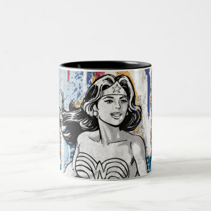 Caneca De Café Em Dois Tons Colagem de Mulher Maravilha 4