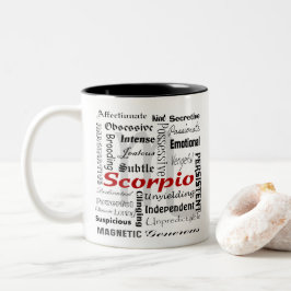 Caneca De Café Em Dois Tons Colagem de Traços Zodiac Personalizados do Horósco