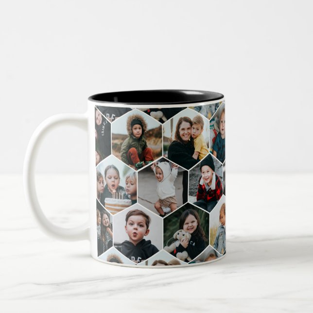 Caneca De Café Em Dois Tons Colagem Honeycomb 19-Foto (Esquerda)