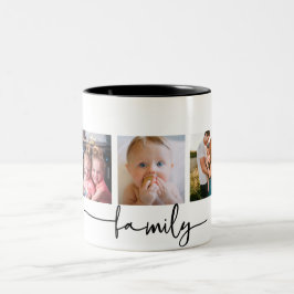 Caneca De Café Em Dois Tons colagem personalizada da família de fotos