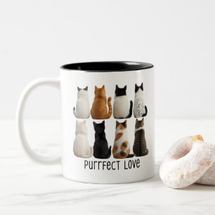 Caneca De Café Em Dois Tons Coleção de Gatos Perfeitos Vista Posterior