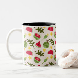 Caneca De Café Em Dois Tons Coleção de padrões da fruta - Melancia