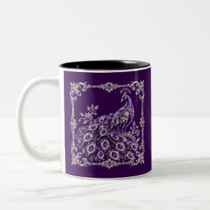 Caneca De Café Em Dois Tons Coleção Luxo Pavão de Cristal Roxo