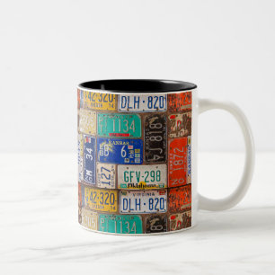 Caneca De Café Em Dois Tons Coleção retro da matrícula
