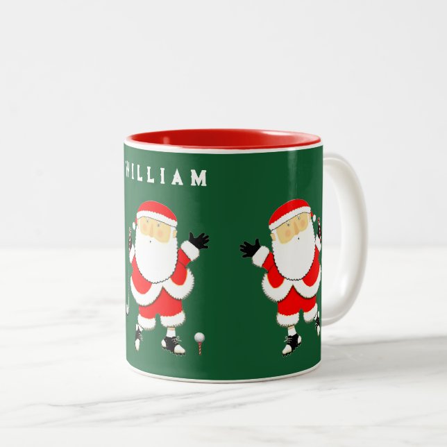 Caneca De Café Em Dois Tons Colecionável de Natal de Golfe (Frente Esquerda)