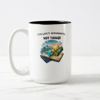 Caneca De Café Em Dois Tons Coletar Momentos Não Coisas | Viagem Inspiradora