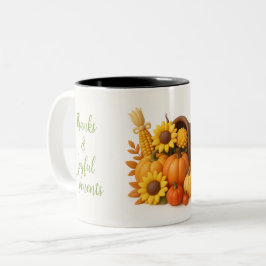 Caneca De Café Em Dois Tons Colheita de outono - Obrigados e momentos alegres