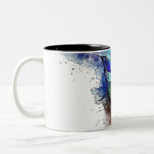 Caneca De Café Em Dois Tons Colibri da aguarela