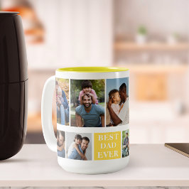 Caneca De Café Em Dois Tons Collage 10 Photos Best Dad Ever, Funny Mug For Dad