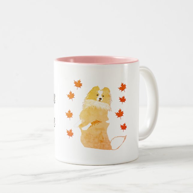 Caneca De Café Em Dois Tons Collie Art < personalizado (Frente Esquerda)
