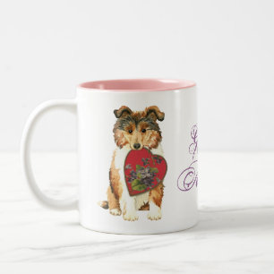 Caneca De Café Em Dois Tons Collie Heart Mãe