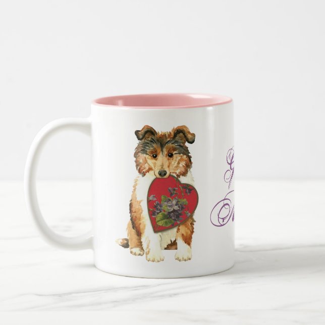 Caneca De Café Em Dois Tons Collie Heart Mãe (Esquerda)