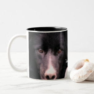 Caneca De Café Em Dois Tons Collie Preto Personalizado