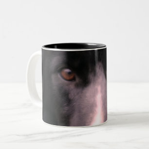 Caneca De Café Em Dois Tons Collie Preto Virado para Cima