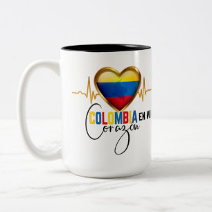 Caneca De Café Em Dois Tons Colômbia en mi Corazon - Orgulho Colombiano