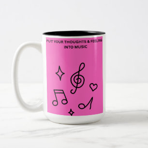 CANECA DE CAFÉ EM DOIS TONS COLOQUE SEUS PENSAMENTOS & SENTIMENTOS NA MÚSICA