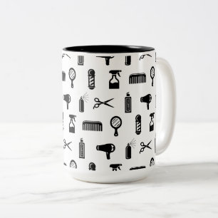 Caneca De Café Em Dois Tons Color BG PERSONALIZADO de Padrões de Hairdresser 