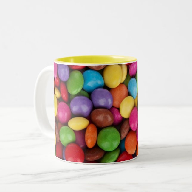 Caneca De Café Em Dois Tons Colorful Button Candy (Frente Esquerda)