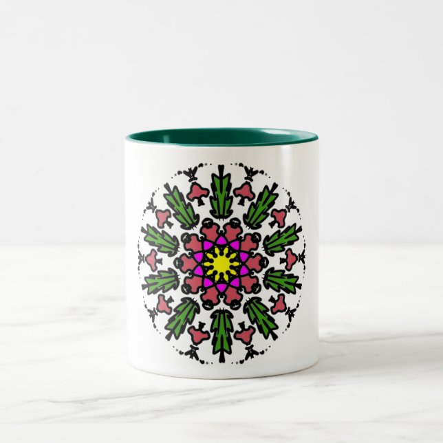 Caneca De Café Em Dois Tons Colorful Geometric Bloom (Centro)