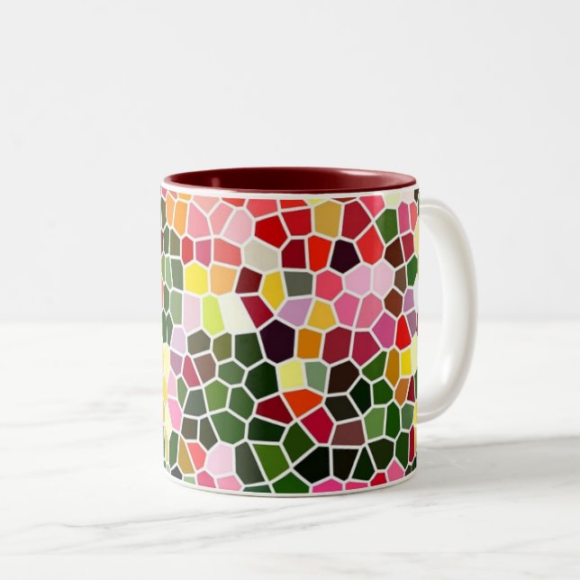 Caneca De Café Em Dois Tons Colorful Mosaic Pattern (Frente Esquerda)