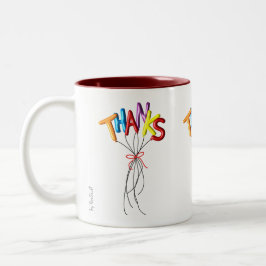 Caneca De Café Em Dois Tons Colorful "Thanks" Spelled by Balloon Thank You Mug