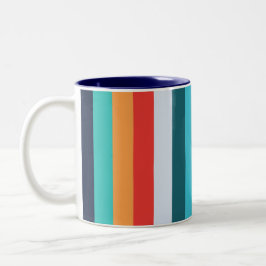 Caneca De Café Em Dois Tons Colorful Vertical Retro Stripes