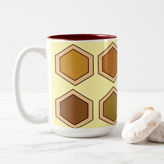 Caneca De Café Em Dois Tons Colorida Honeycomb (Com Donut)