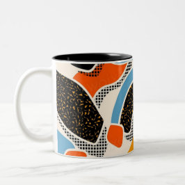 Caneca De Café Em Dois Tons Colorida Memphis - padrão uniforme V