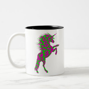 Caneca De Café Em Dois Tons Colorida Neon Leopard Print Unicorn