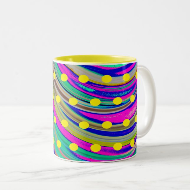 Caneca De Café Em Dois Tons Colorido (Frente Esquerda)