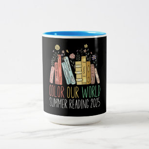 Caneca De Café Em Dois Tons Colorido a Leitura Mundial do Nosso Verão de 2025