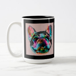 Caneca De Café Em Dois Tons Colorido Bulldog Francês