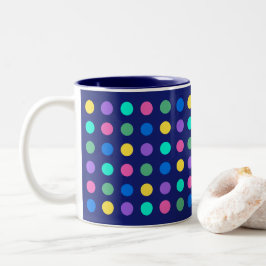 Caneca De Café Em Dois Tons Colorido Design de Pontos Geométricos para Acessór