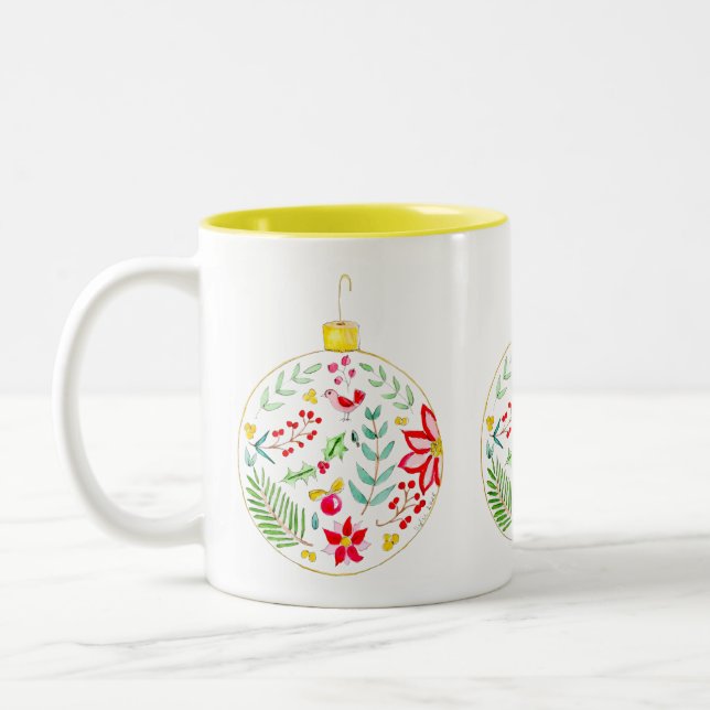 Caneca De Café Em Dois Tons Colourful Christmas Ornament (Esquerda)