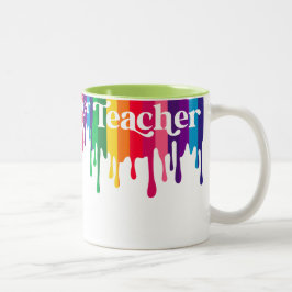 Caneca De Café Em Dois Tons Colourful Crayon Drip Teacher Mug