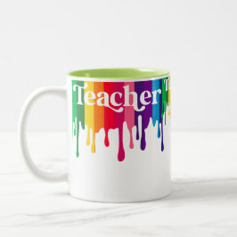 Caneca De Café Em Dois Tons Colourful Crayon Drip Teacher Mug