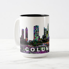 Caneca De Café Em Dois Tons Columbus Graffiti Silhueta 