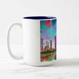 Caneca De Café Em Dois Tons Columbus Ohio Abstrato Skyline