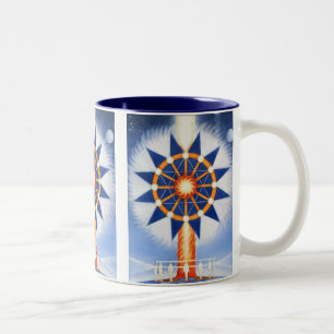 Caneca De Café Em Dois Tons Coluna do fogo por Lynda Vugler