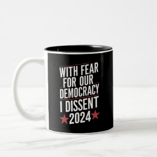 Caneca De Café Em Dois Tons Com Medo Da Nossa Democracia, Discordo De 2024