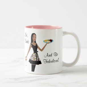 Caneca De Café Em Dois Tons "Coma, beba e seja fabuloso!"