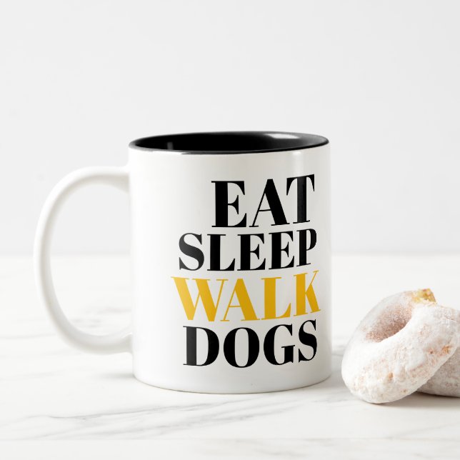 Caneca De Café Em Dois Tons Coma Cachorros Que Dormem (Com Donut)