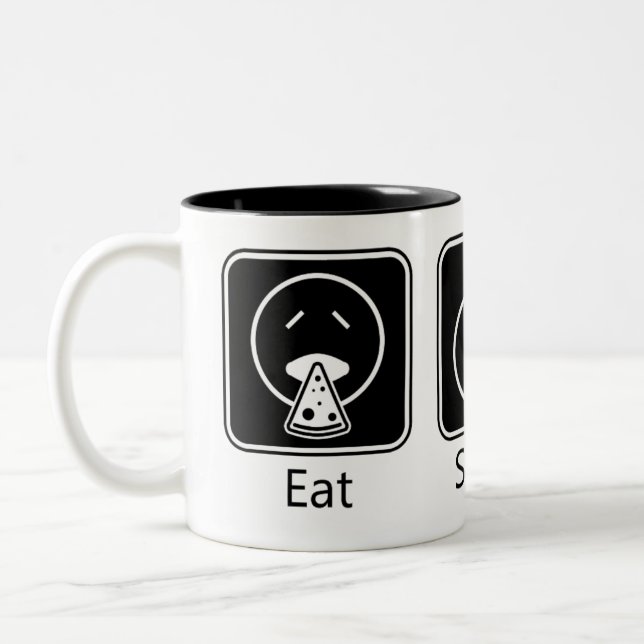 Caneca De Café Em Dois Tons Coma, Dorme, Jogo (Esquerda)